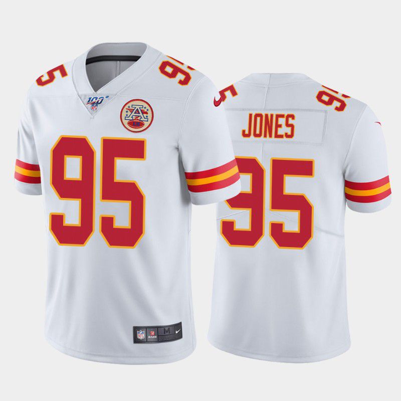 Men Kansas City Chiefs #95 Chris Jones Nike White 100th Limited NFL Jersey